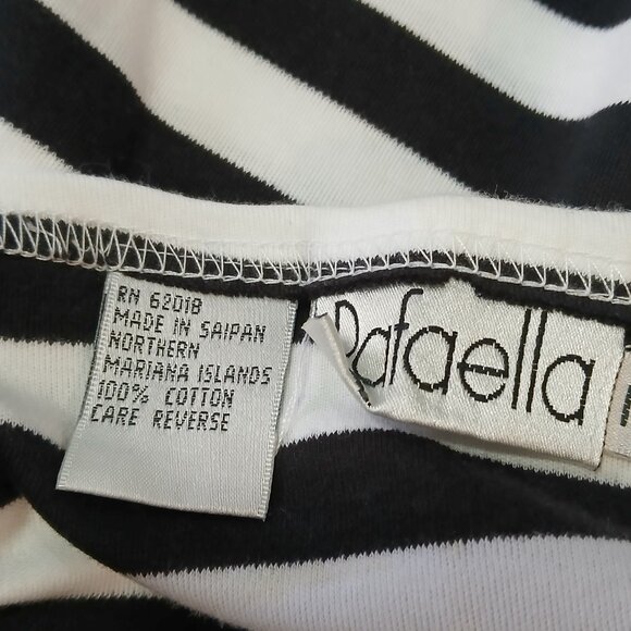 NWT Rafaella Black and White Striped Elbow Sleeve T Shirt Size Medium - Picture 7 of 9